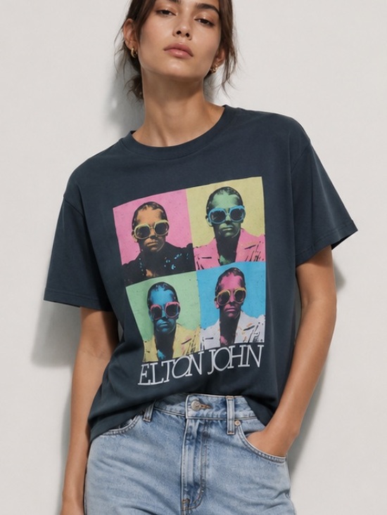 Daydreamer Tops - Daydreamer Elton John Graphic Tee Cotton XS
